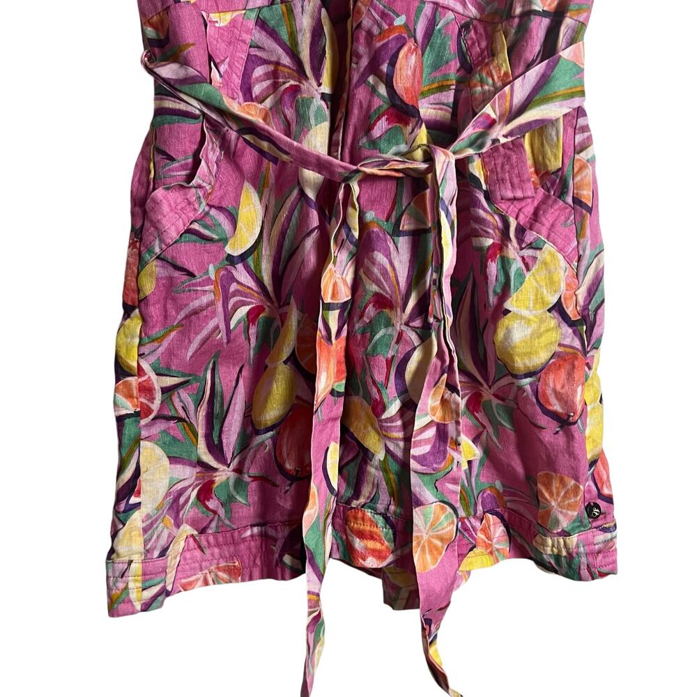 Scotch & Soda Pink Citrus Fruit Print Linen Tie Waist Romper Size M - Picture 11 of 16